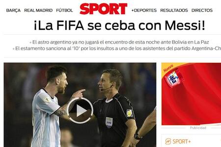 Sanción a Messi en los medios del Mundo