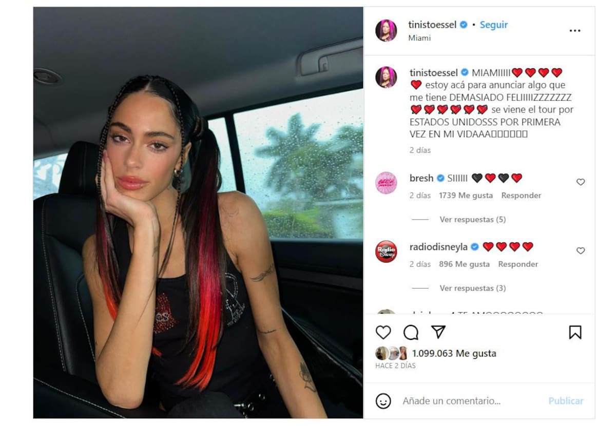 Tini anunció gira por Estados Unidos. Foto: Instagram.