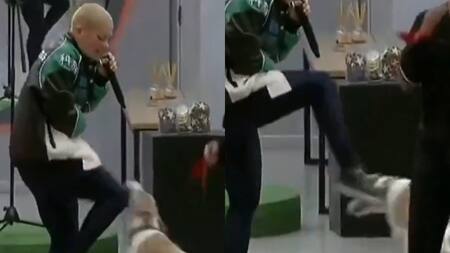 El momento en el que Furia le pega una patada a Arturo. Foto: captura Telefe.