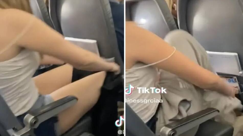 Viral en Tik Tok: la filmaron en un avión de Estados Unidos en una insólita situación