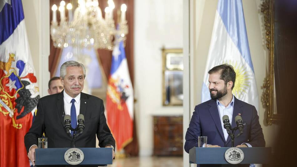 Alberto Fernández y su par de Chile, Gabriel Boric. NA