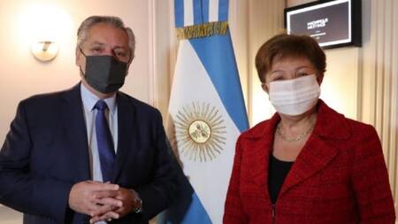 Alberto Fernández y Kristalina Georgieva en Roma. FMI. foto NA