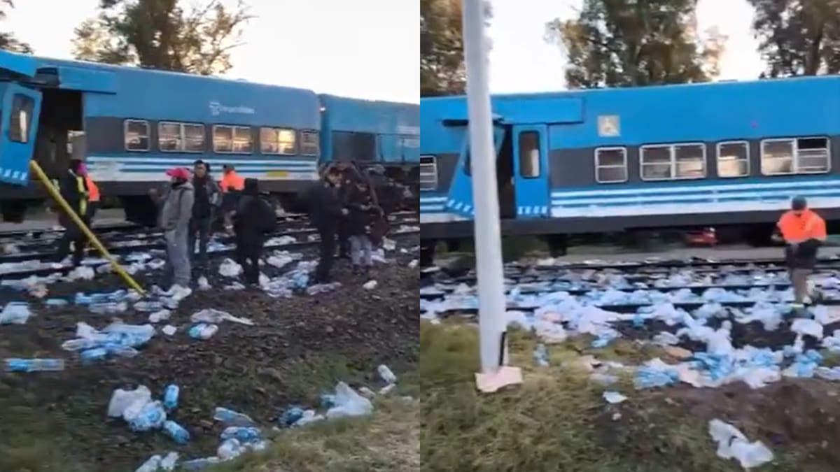 VIDEO: brutal choque entre una formación del tren San Martín y un camión que transportaba agua envasada