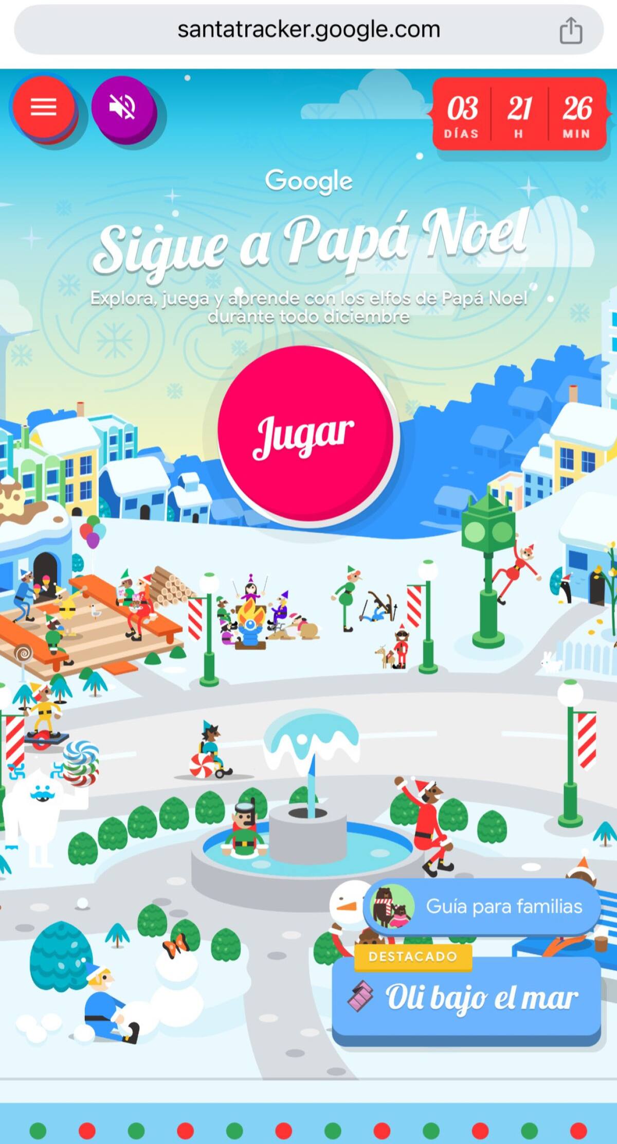 Santa Tracker. Fuente: Google App