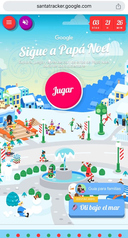 Santa Tracker. Fuente: Google App