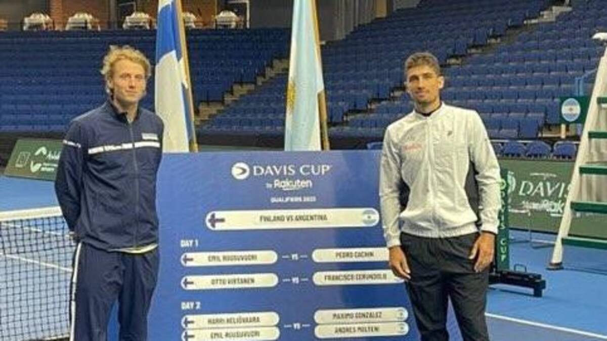 Serie de Copa Davis entre Argentina y Finlandia, Cachin vs. Ruusuvuori. Foto: @AATenis.