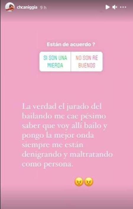 Charlotte Caniggia, furiosa con el jurado de