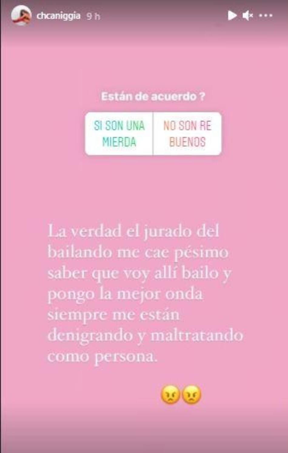 Charlotte Caniggia, furiosa con el jurado de