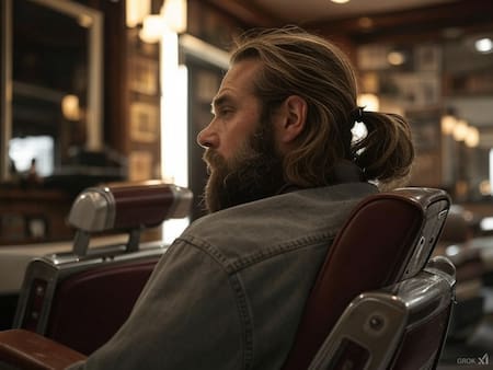 Pelo largo; corte de pelo; hombre. Foto: Grok.