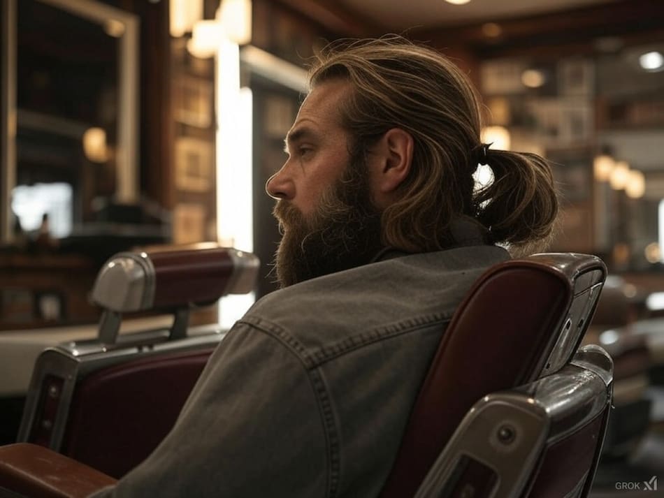 Pelo largo; corte de pelo; hombre. Foto: Grok.