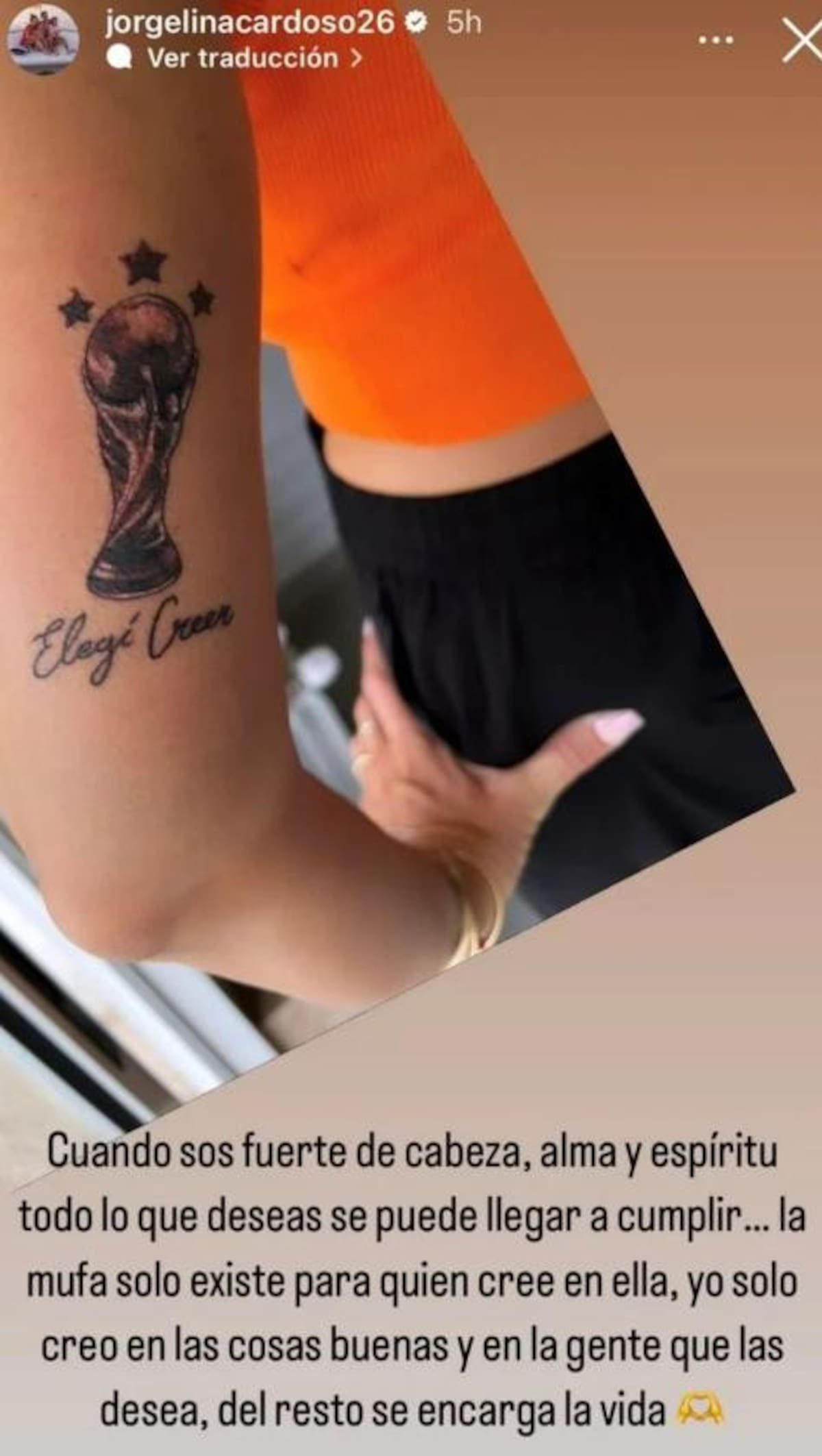 El tatuaje de Jorgelina Cardoso. Foto: Instagram.