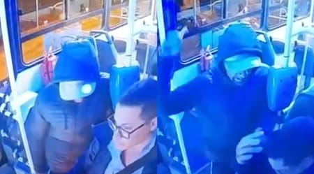 Así agredieron al chofer de la línea 126. Foto: captura video NA.