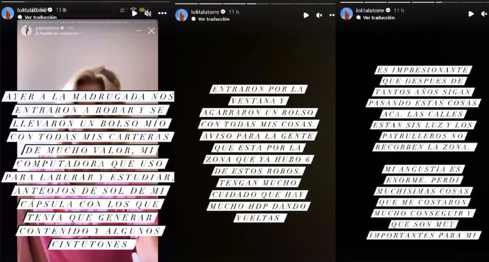 Las palabras de Lola Latorre. Fotos: Instagram