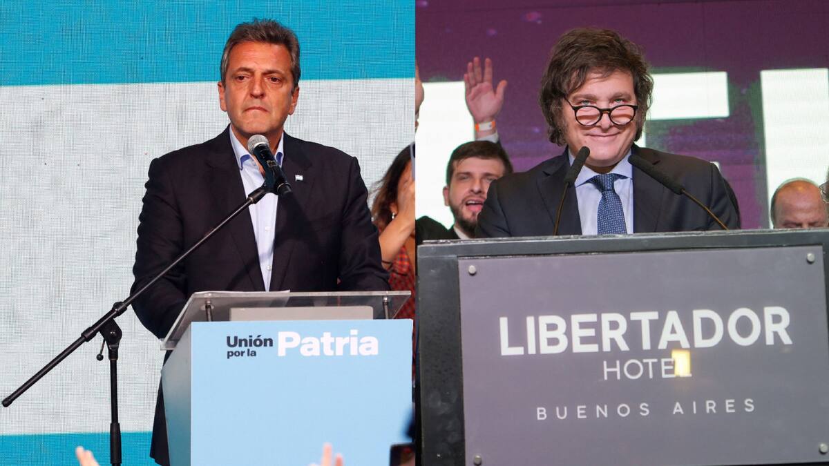 Massa y Milei tras las elecciones. Fotos: NA.