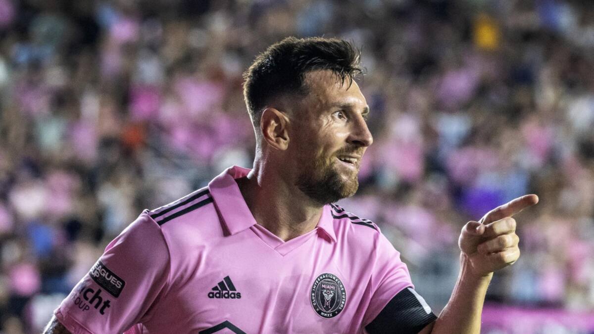 Festejo de Lionel Messi para el Inter Miami por la Leagues Cup. Foto: EFE.