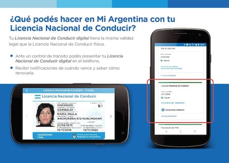 La Licencia Nacional de Conducir en la app Mi Argentina. Foto: argentina.gob.ar