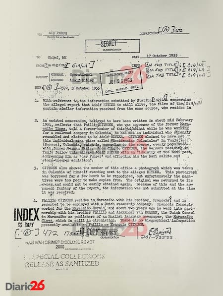 Adolf Hitler en Colombia en 1954, documento desclasificado del FBI, nazis