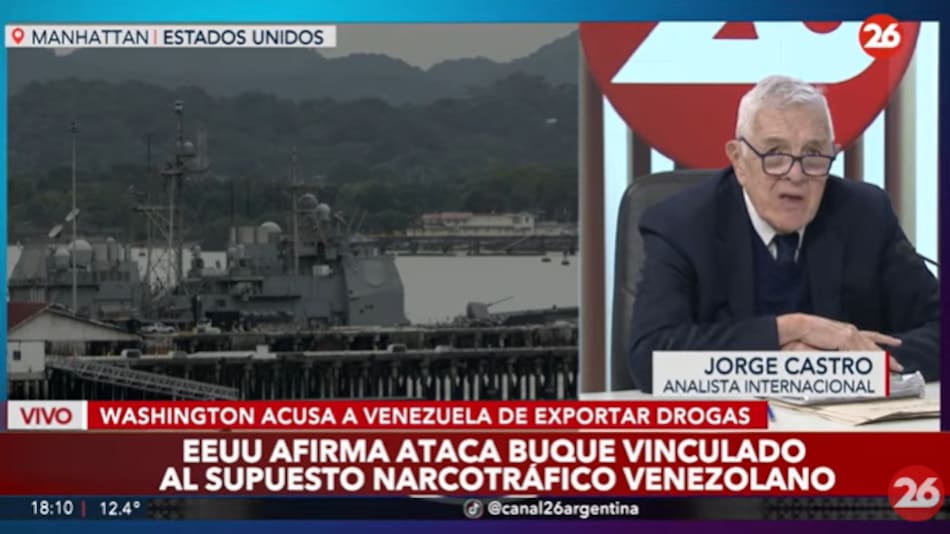 Jorge Castro sobre el ataque de Estados Unidos a un barco que partió de Venezuela.