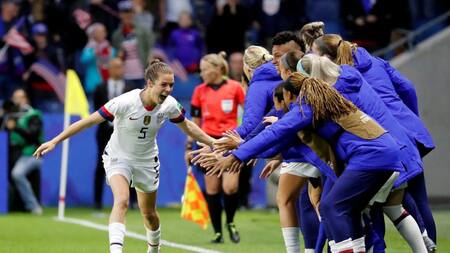 Festejo de Estados Unidos ante Suecia en el Mundial Femenino (Reuters)