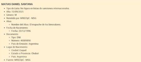 Reporte de la Justicia sobre Matías Santana, el mapuche de los binoculares.