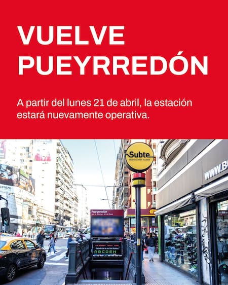 Reabre la estación Pueyrredón de la línea B. Foto: X basubte.