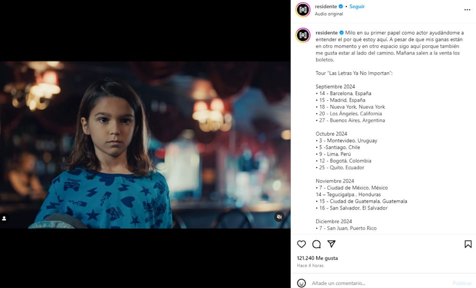 El anuncio de Residente. Foto: Instagram.
