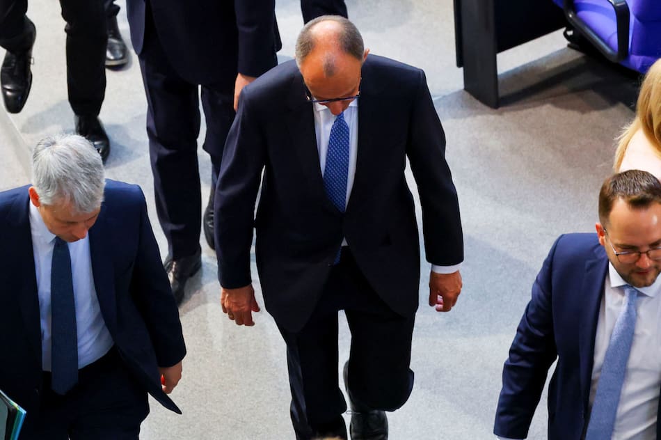 Friedrich Merz no fue elegido canciller de Alemania y se tendrá que volver a votar. Foto: Reuters/Fabrizio Bensch.