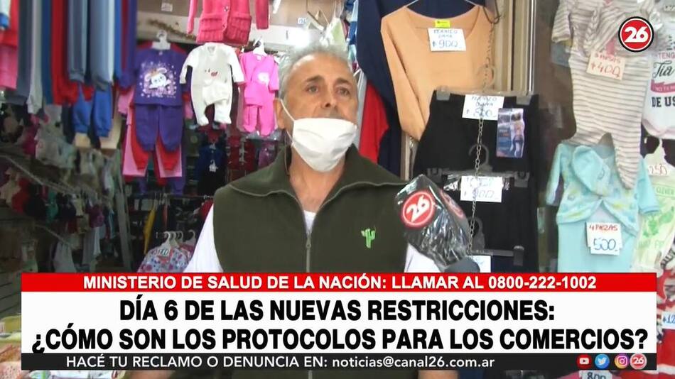 Comerciante y su queja por las restricciones, Canal 26.