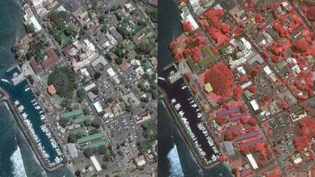 Imágenes satelitales del desastre del incendio en Hawái. Foto: Reuters.