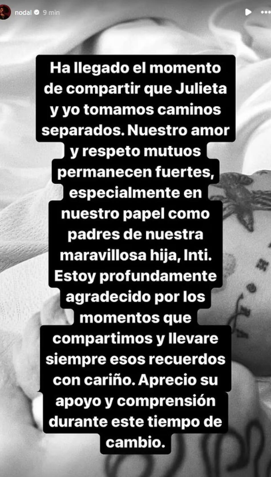 El comunicado de Nodal. (Instagram: @nodal)