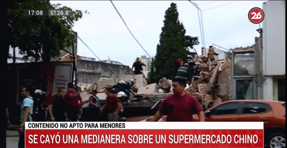 San Cristóbal, derrumbe en supermercado chino, se cayó una medianera