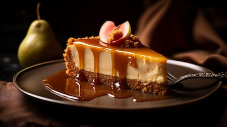 Cheesecake de dulce de leche y queso.