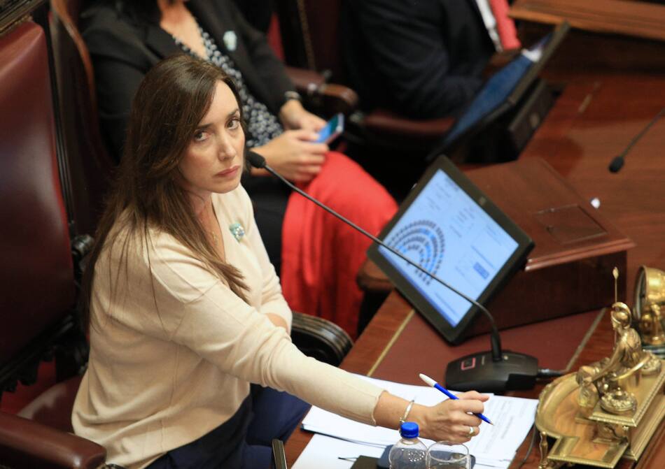 Victoria Villarruel, Senado de la Nación, debate por el DNU. Foto: NA
