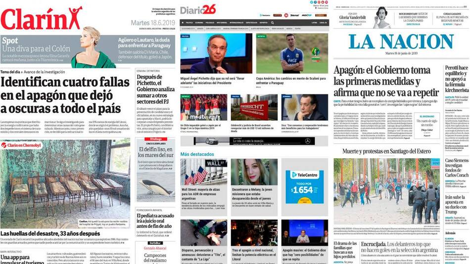 Tapas de diarios - martes 18-06-19