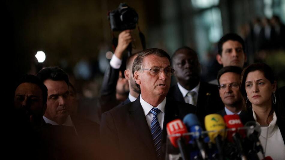 Jair Bolsonaro en conferencia, Brasil. Foto: REUTERS