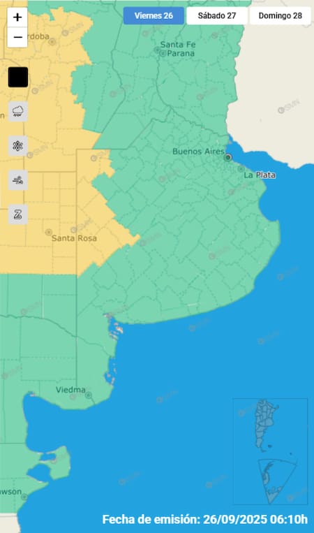 Alerta por tormentas sobre Buenos Aires.