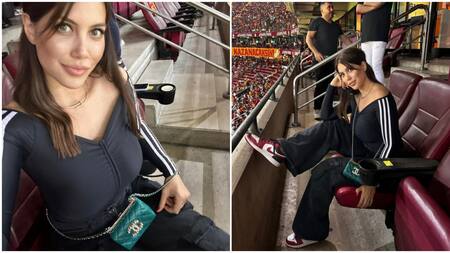 Wanda Nara en la cancha acompañando a Mauro Icardi. Foto: Instagram.