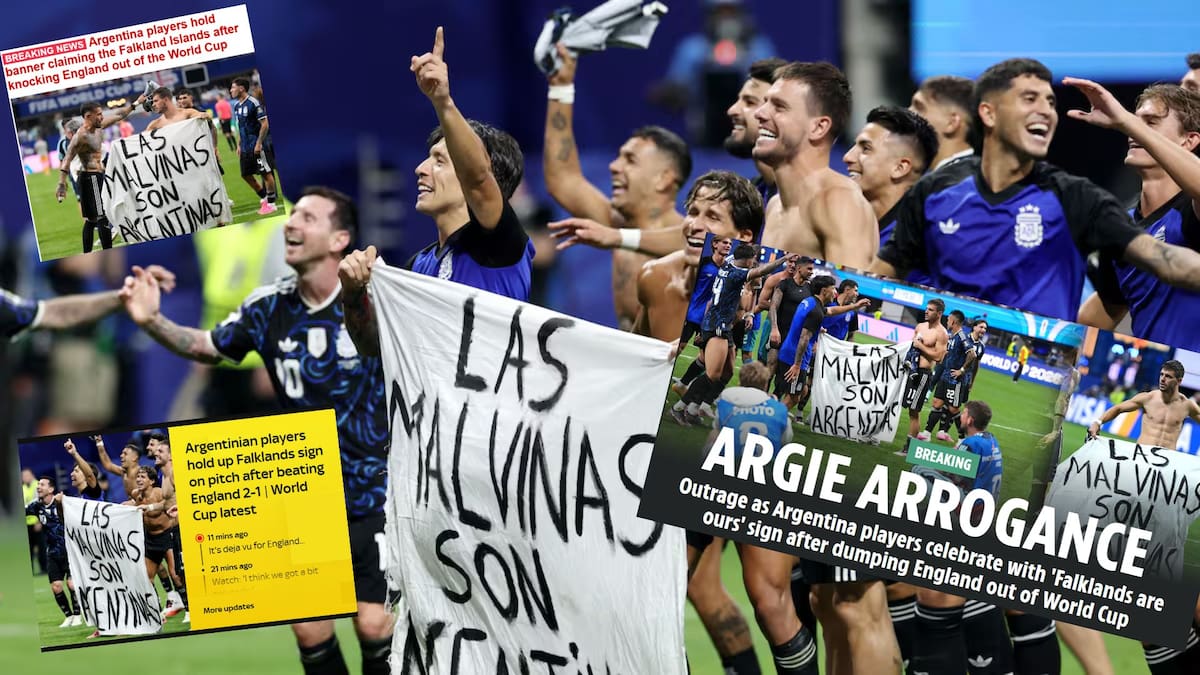 La reacción de los medios ingleses al triunfo argentino y la bandera de Malvinas.