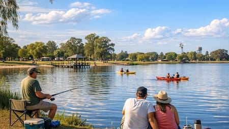 Joya oculta en Buenos Aires: el pueblo “innombrable” con laguna ideal para pescar, hacer deporte y comer barato