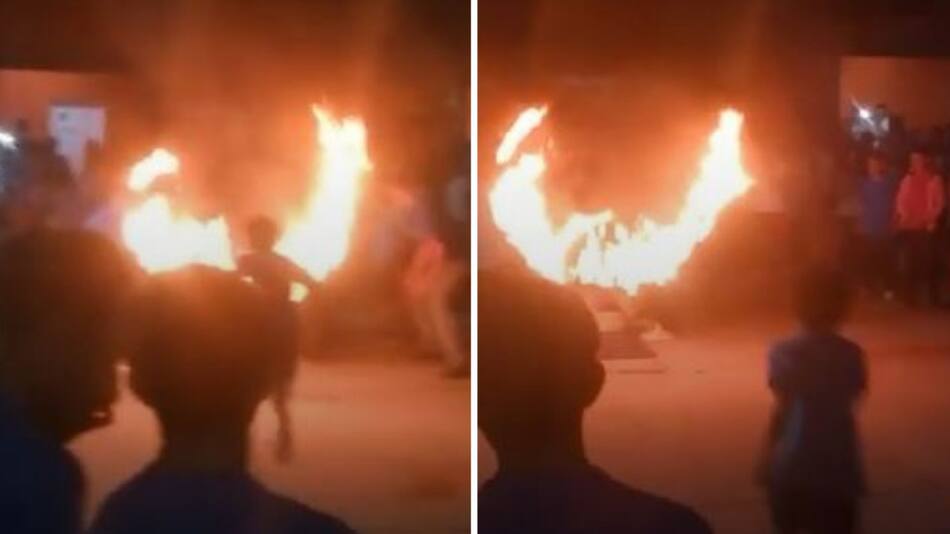 El niño que se prendió fuego en un acto escolar. Foto: captura de video.