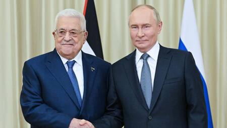 Reunión de Mahmoud Abbas y Vladimir Putin en Moscú. Foto: EFE.