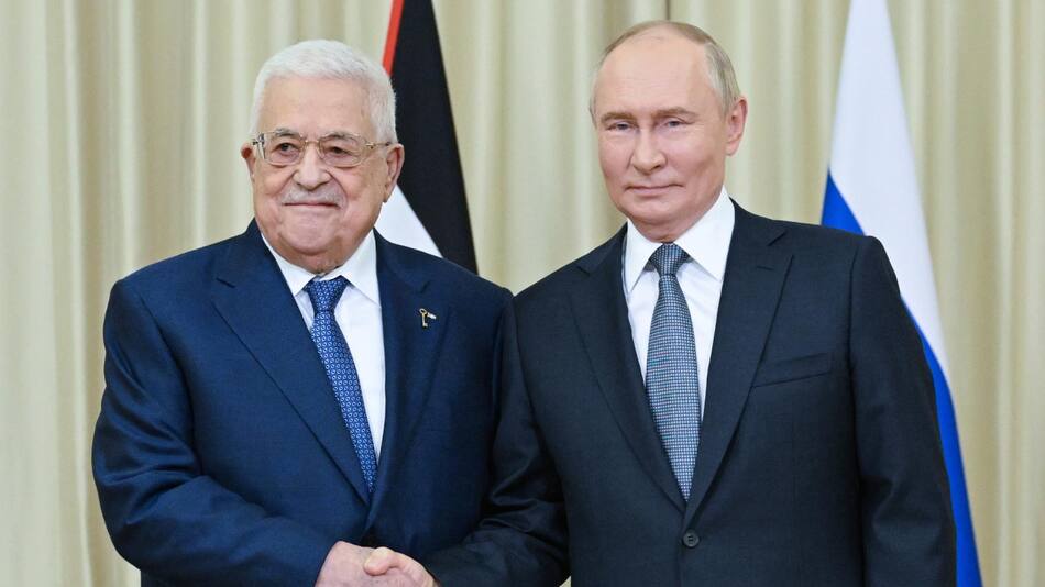 Reunión de Mahmoud Abbas y Vladimir Putin en Moscú. Foto: EFE.
