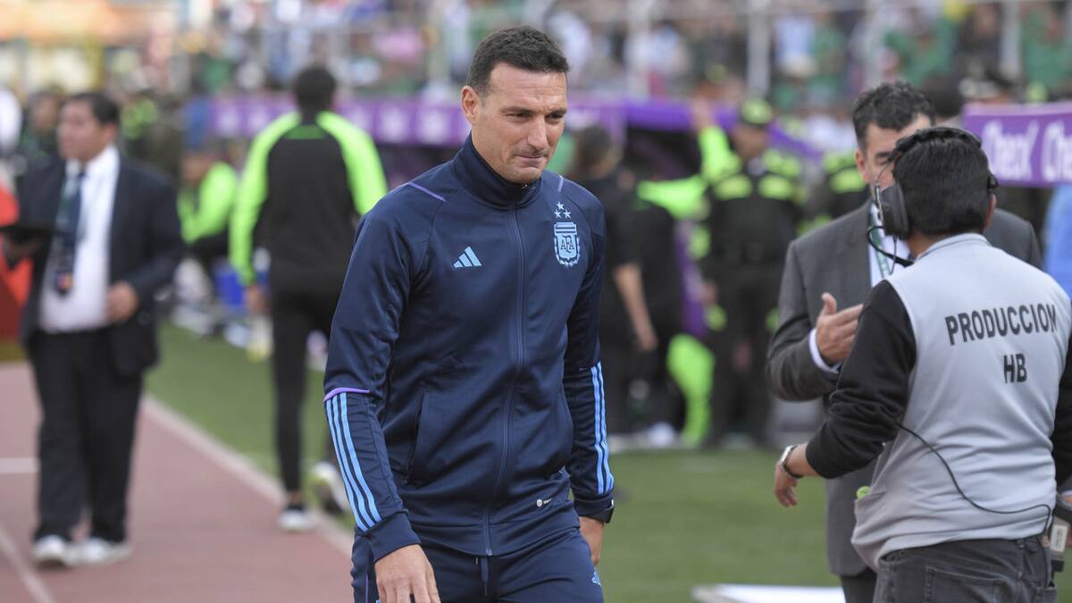 Lionel Scaloni en Bolivia. Foto: Telam.
