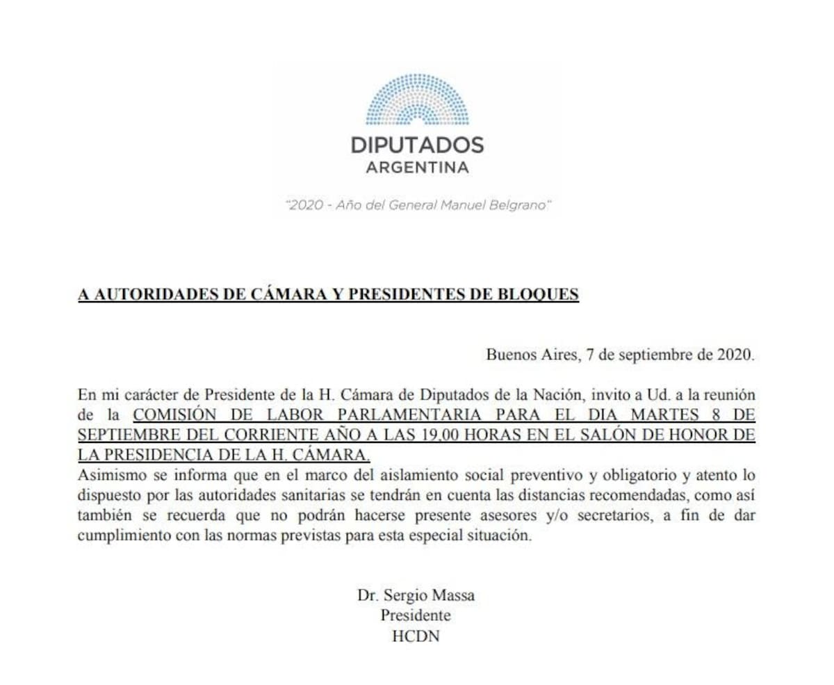 Comunicado de Massa por labor parlamentaria