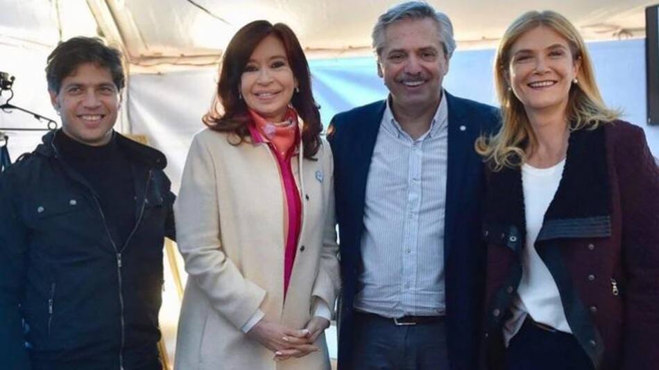 Axel Kicillof. Cristina Kirchner, Alberto Fernández y Verónica Magario