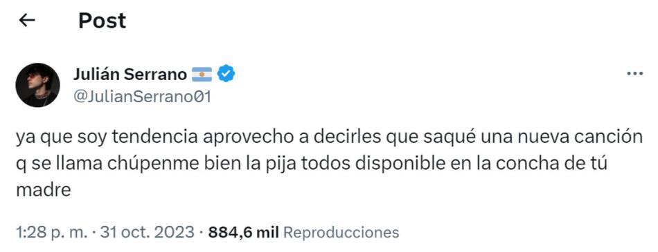 El enojo de Julián Serrano. Foto: Twitter.