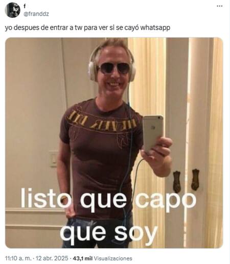 Memes sobre la caída de WhatsApp. Foto: X.