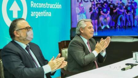 El ministro de Desarrollo Productivo, Matías Kulfas, junto al presidente Alberto Fernández, foto NA