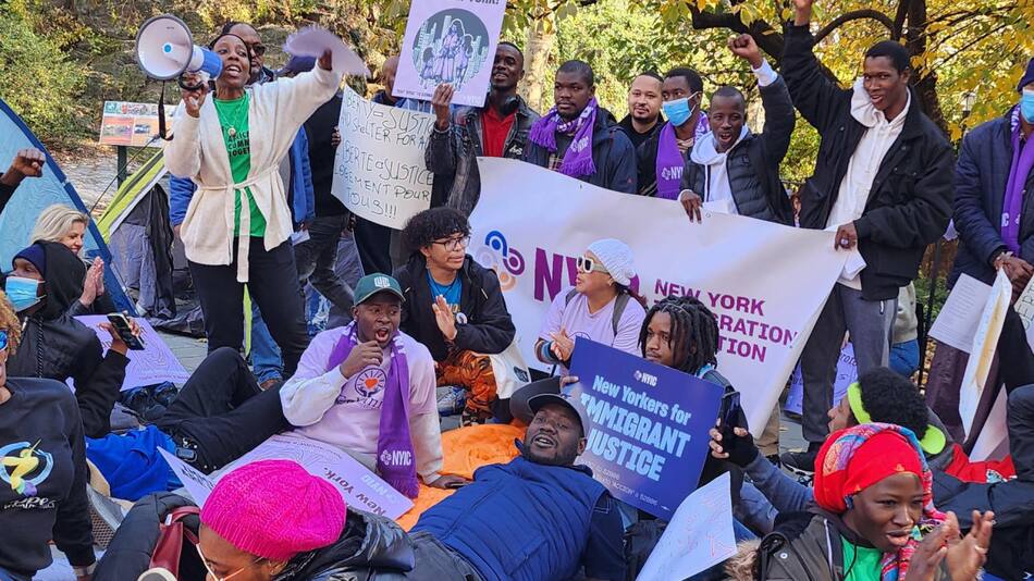 Protesta por la crisis migratoria en Nueva York. Foto: EFE