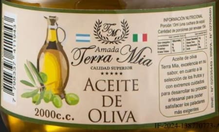 Uno de los aceites de oliva prohibido por ANMAT. Foto: ANMAT.